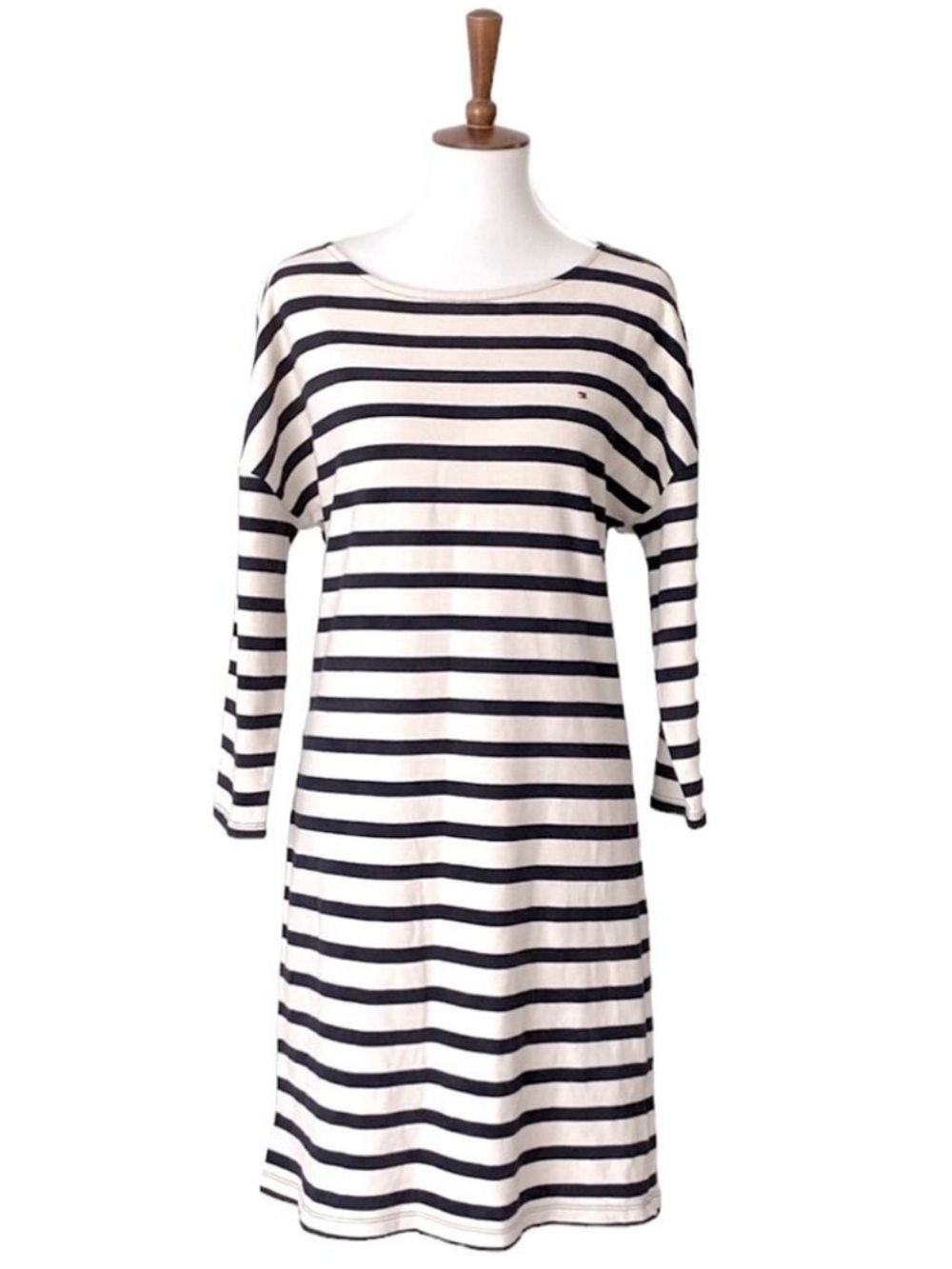 Tommy Hilfiger Dress Large Cotton Knit Preppy Nautical Classic Cruise Dress Fall